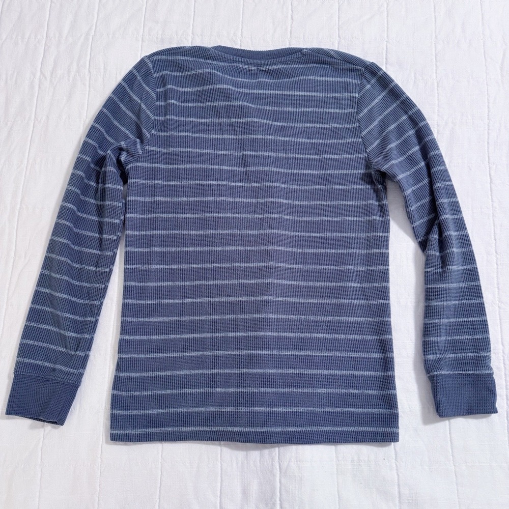 Abercrombie Kids Boys 9/10 Long Sleeve Waffle Knit Henley Dusty Blue - Picture 7 of 7